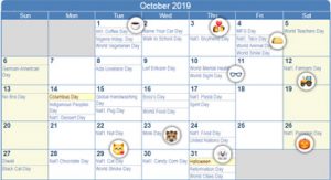 Events calendar October 2019